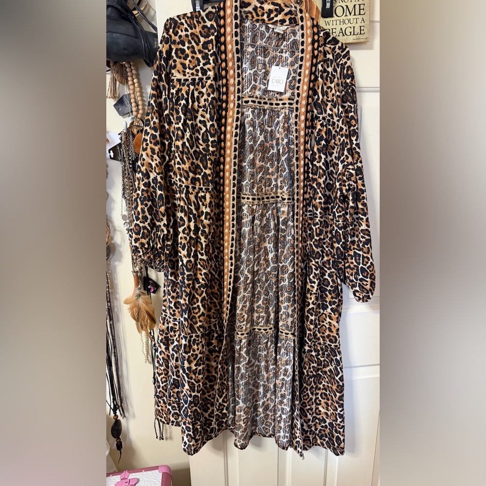 Leopard Print Kimono Cardigan NWT by Cato - Picture 5 of 8